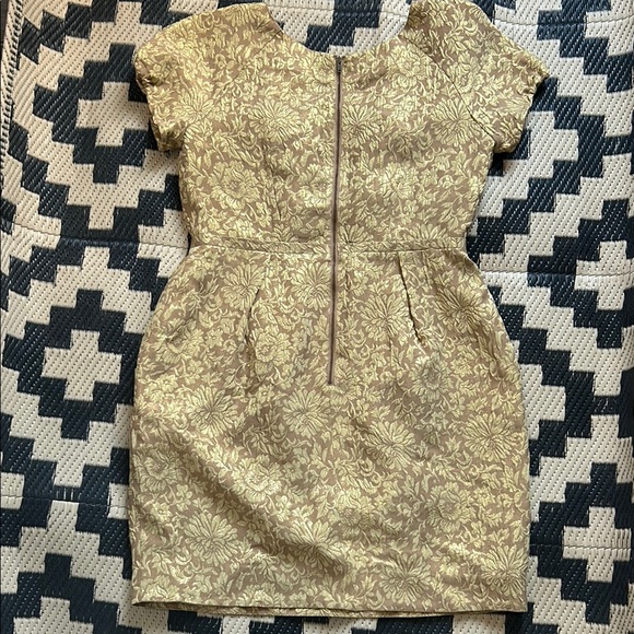 J. Crew Gold + Beige Floral Brocade Mini Dress - Picture 4 of 5